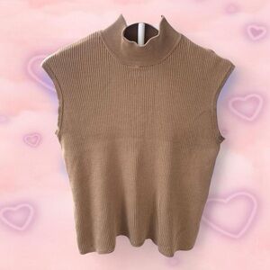 Coldwater Creek Ribbed Sleeveless Mock Neck Top